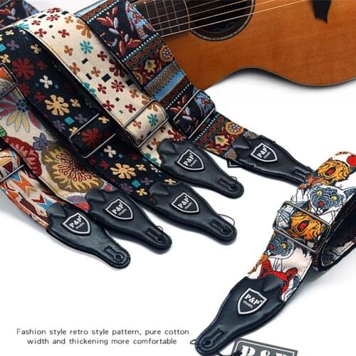 Guitar strap embroidery pure cotton thickening widening bass general high-quality strap 6.3cm wide guitar parts