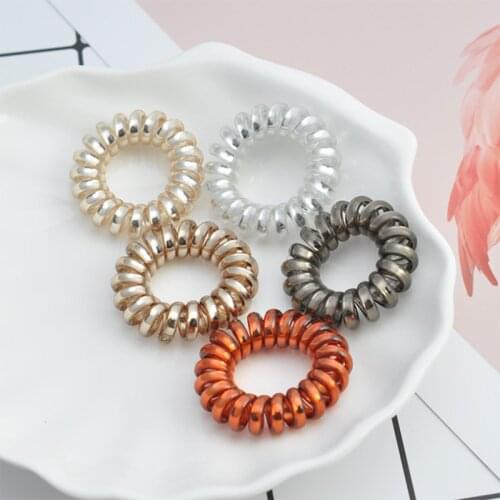 6Pcs/set KoreanTelephone Wire Rubber Bands Stretchy Hair Ring Spiral Coil Ropes Solid Hair Ties Accessories Female Tie Hair Rope