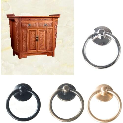 10 Pcs/Set Cabinet Knob Cupboard Retro Drawer Pull Handle Dresser Single Hold Ring Pulls Home Hardware Furniture Decoration