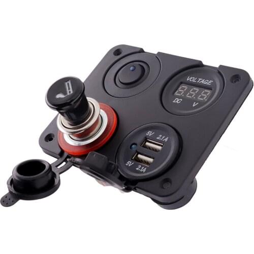 With Dual USB Charger Port 4.2A Digital Voltmeter Cigarette Lighter Socket 12V Power Socket For Car Boat Switch Panel