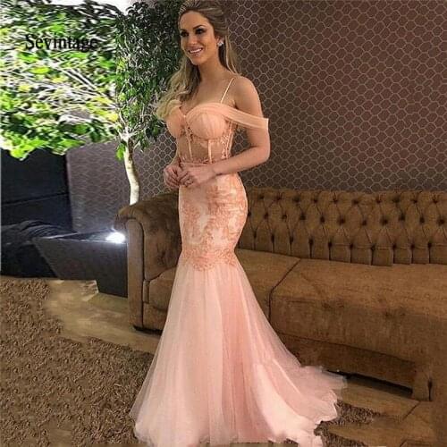 Sevintage Sexy Mermaid Prom Dresses Off the Shoulder Lace Appliques Evening Gowns Pleats Formal Party Gowns abendkleider