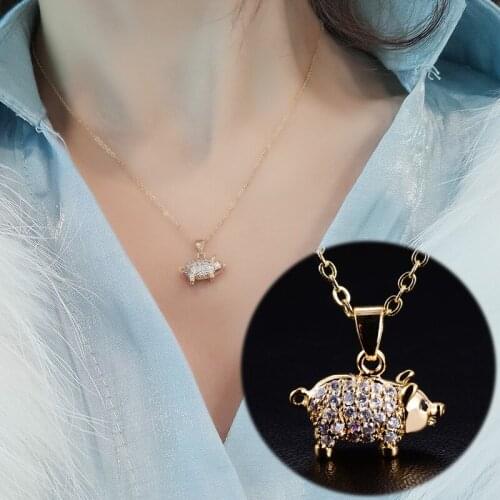Cute Silver Color Rhinestone Necklace Pig Jewelry Animals New Lover Friendship Gifts Woman Girl Christmas Gift Party