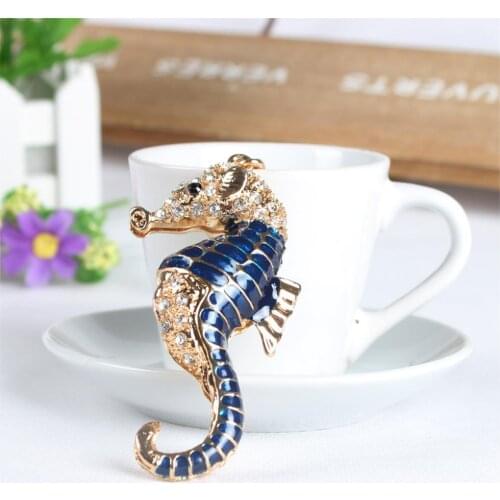 Ocean Sea Horse Hippocampal Cute Crystal Charm Purse Handbag Car Key Keyring Keychain Party Wedding Birthday Gift