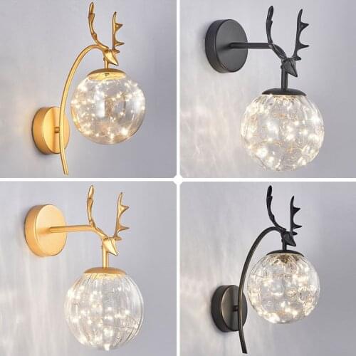 Nordic Bedside Light Luxury Antler LED Wall Light Creative Bedroom Living Room Background Wall Lamp Starry Bedroom Stair Lamps