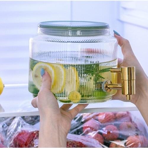 Heat Resistant Water Jug Glass Refrigerator Juice Storage Cold Kettle Creativity Faucet Jarra Agua Cristal Kitchen Supplies DE50
