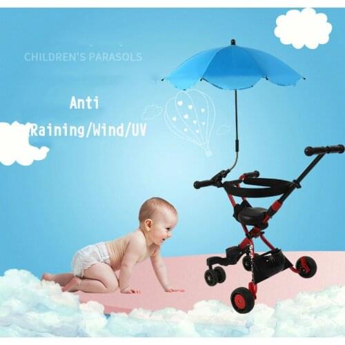 Universal Folding Baby Stroller Umbrella Kids Outdoor UV Sun Rain Protection Umbrella Adjustable Sunshade Sun Visor Canopy Cover