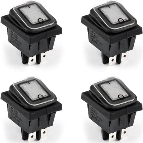 Areyourshop RL2-102 Rocker Switch Waterproof IP65 Boat Car Rocker Switch 4Pin ON/OFF 125/250VAC 4PCS