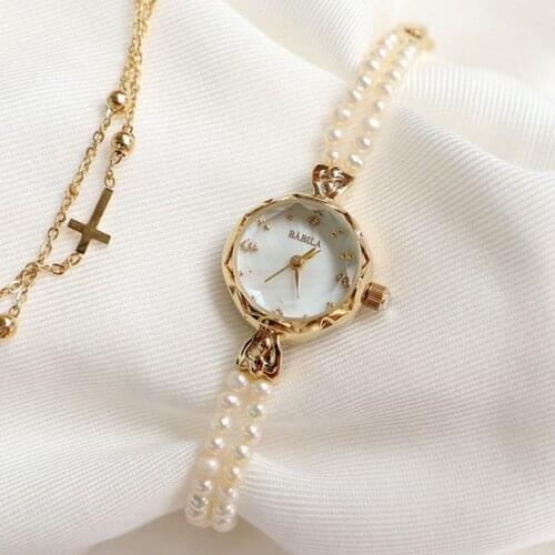 Natural pearl copper 24 k gold quartz women watch 2021 new bracelet shell dial Japanese Waterproof lady watch small