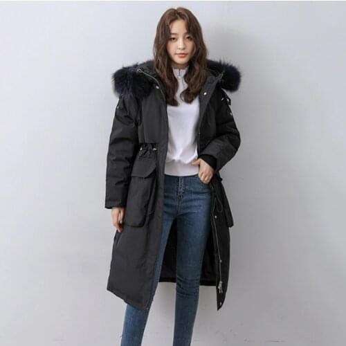 2019 new style winter down jacket long style Korean version real wool collar thickened women coat loose fashion lady clothes