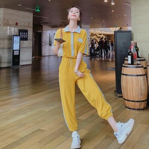 2021 Summer Short Sleeve Thin Jumpsuit Women Overalls Fashion Korean Elegant Chic Slim Casual One Piece Harem Pants Sets Romper