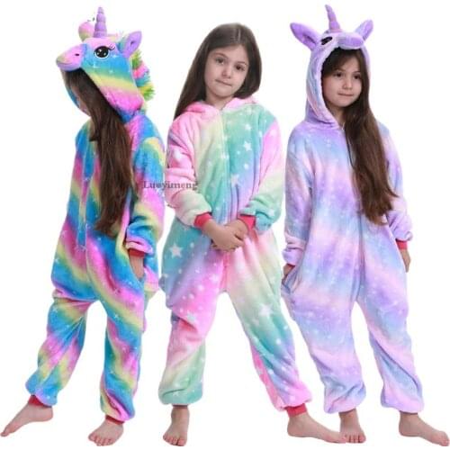Winter Kigurumi Pajamas Panda Unicorn Kids Animal Children Pajamas for Boys Girls Costume Baby Pyjamas Kids Baby Licorne Onesies