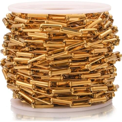 1 Meter Stainless Steel 5*14mm Width Gold Box Chains DIY Findings Long Oval Link Chain for Jewelry Making Supplies