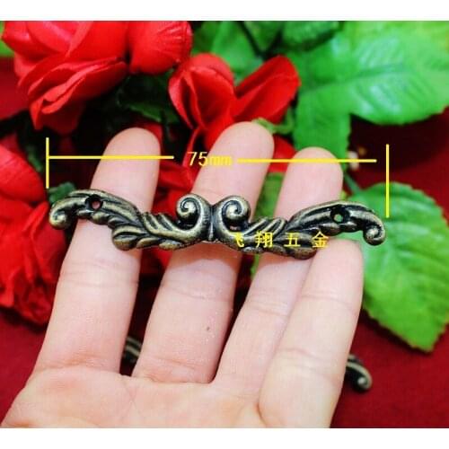 10Pcs Antique Bronze Zinc Alloy Eyebrow Handle Cabinet Handle(Sizes:75mm)