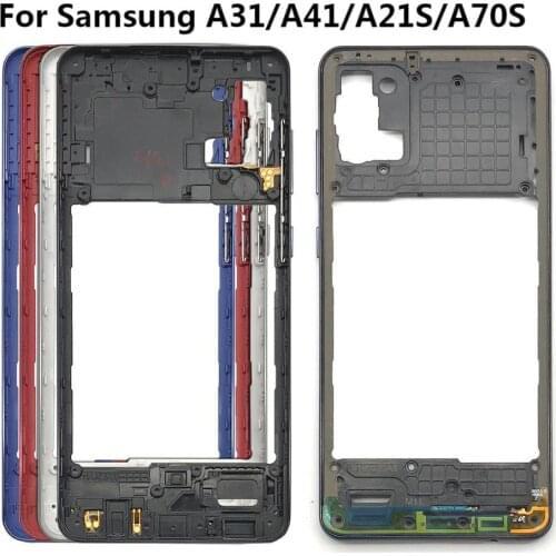10Pcs/Lot，Middle Frame Housing Middle Frame Bezel Middle Plate Back Cover With Volume Side Key For Samsung A21S A31 A41 A70S