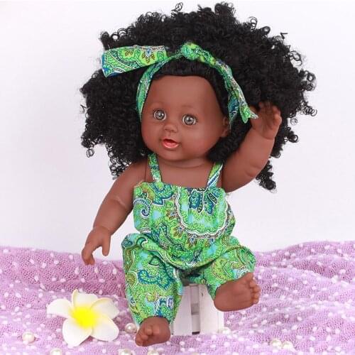 12 Inch Black Fashion Girl Dolls African American Play Dolls Lifelike Baby Play Dolls Reborn Silicone Vinyl Newborn Baby Doll