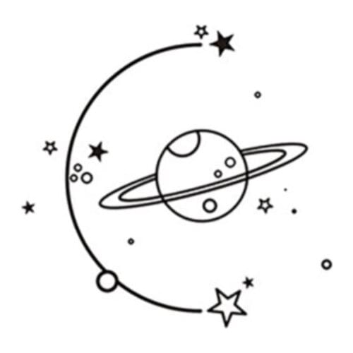 120MM×60MM Space Galaxy Planet Simple Black Simulation Tattoo Cool Girl Waterproof Tattoo Sticker