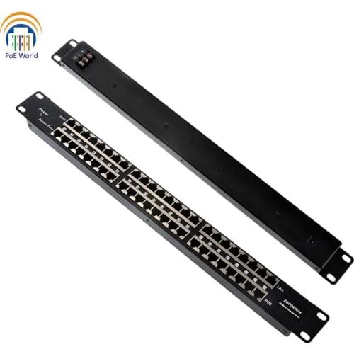 1U PoE injector 24 Port ethernet Injector Mid-span Passive POE Patch Panel power 24 10/100 devices power input 12vto56v