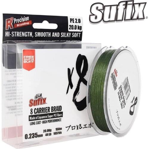 2019 NEW Original Sufix X8 150M PE Green Color 8 Strands PE Fishing Line Monofilament Fishing Line 14-100LB braided wire