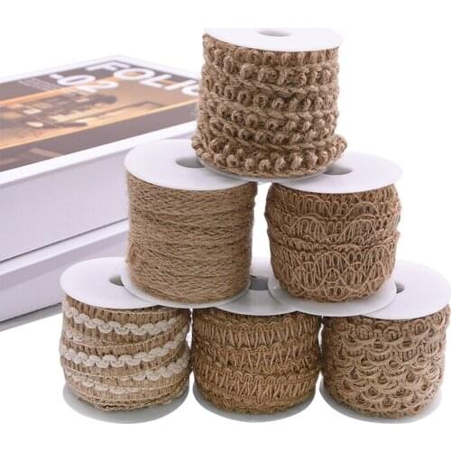 5M/Roll Natural Vintage Jute Burlap Ribbon Lace Hessian DIY Handmade Gift Wrapping Wedding Party Home Decoration