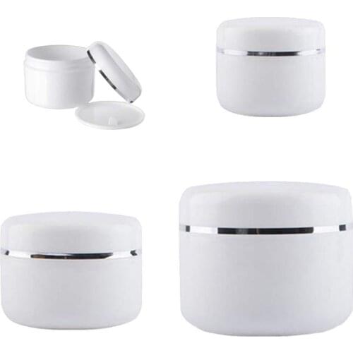 5Pcs Plastic Empty Makeup Jar 20g 30g 50g 100g 250g Refillable Sample bottles Travel Face Cream Lotion Cosmetic Container White