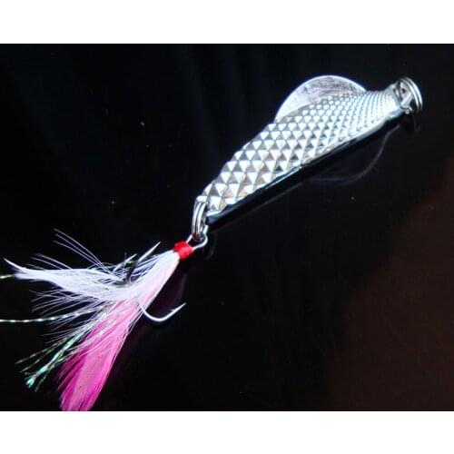 5PCS Fishing tackle Pineapple lines spoon lure feather hook metal baits 12g