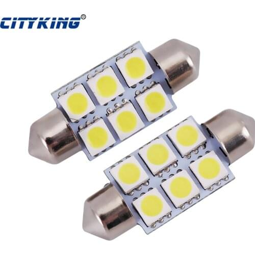 500pcs/lot Festoon 31mm 36mm 39mm 42mm C5W 5050 SMD 6LED Festoon LED Festoon light led Interior Dome Light Lamp Bulb For Car