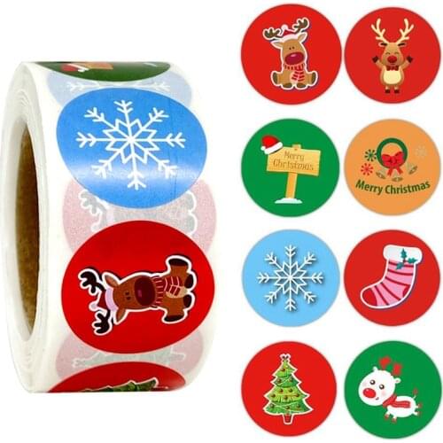 500pcs New Roll Pack Sticker Christmas Holiday Gift Decorating Gift School Office Supplies DIY Scrapbooking Decorative Sticker