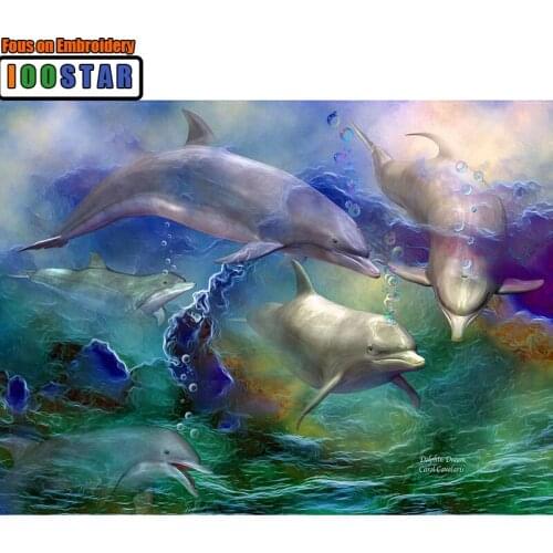5D DIY Diamond Painting Dolphin Dream_PWD Cross Stitch Needlework Home Decorative Full Square 3D ANIMAL Diamond Embroidery