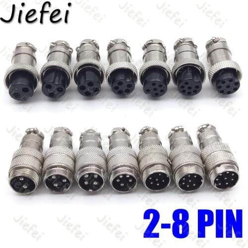 6set GX16 2 3 4 5 6 7 8Pin 16mm Male & Female Butt joint Connector kit GX16 Socket+Plug Aviation plug interface