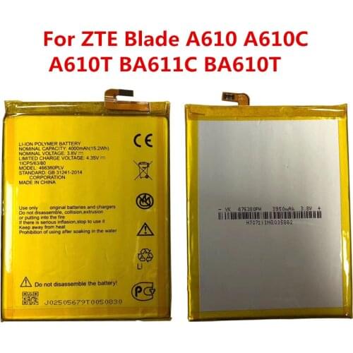 3.8V 4000mAh 466380PLV for ZTE Blade A610 A610C A610T BA611C BA610T Battery