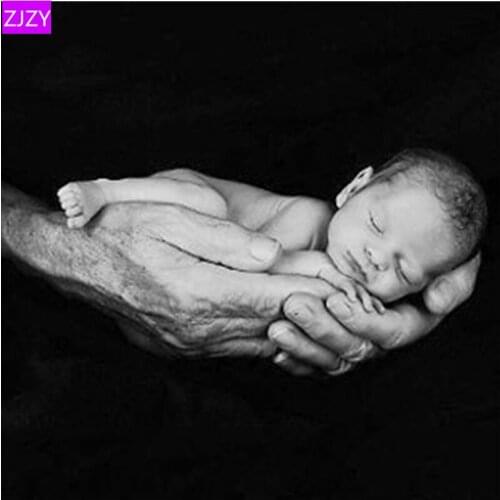 ZJZY 5D Diy Diamond Mosaic New Products Baby Picture Round Rhinestone Diamond Painting Christmas Home Gift Decoration LY578