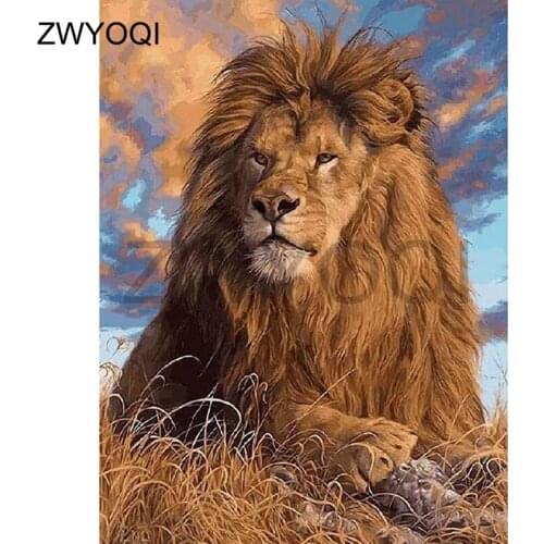 Full Square Diamond painting Cross stitch Lion animal Full Round Diamond mosaic Lion animal 5DDIY Diamond embroidery Lion animal