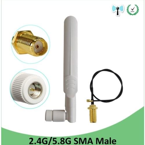 2.4GHz 5GHz 5.8Ghz Dual Band 2.4g wifi Antenna 8dBi SMA Male Connector wifi 2.4 ghz 5G 5.8G Antena +21cm Pigtail Cable