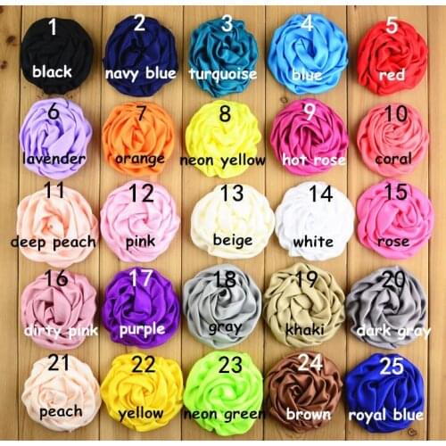 Free shipping 30PCS 7.5cm rolled satin flower for DIY hair accessory can mix colors(FWR-11)