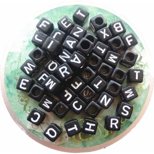 Free Shipping 6*6MM 2600PCS/lot Cube Alphabet Acrylic Beads Big Hole Square Assorted A-Z Initial Plastic Letter Beads for DIY