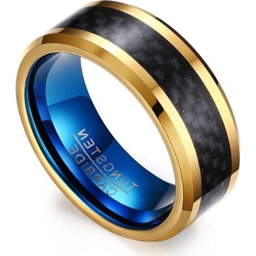 JHSL Brand 8mm Fashion Tungsten Men Rings Jewelry Polished Punk Design Gift For Boyfriend Male US Size 7 8 9 10 11 12
