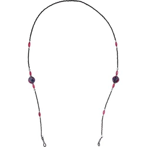 Black Acrylic Beads Beaded Cord Anti Slip Rubber End Neck Cord Chain String