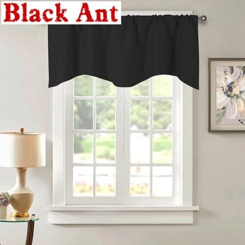 Black Blackout Curtains Roman Blinds Solid Color Short Door Curtain Drape Valance Green Kitchen Window Curtain X296#40