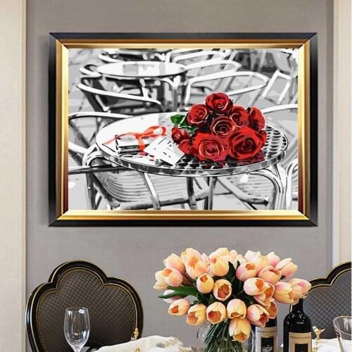 Digital Oil Painting Picture Street Roses Painting Paint Acrylic Handmade Adult Children Gift Wall Decoration by Digital Art