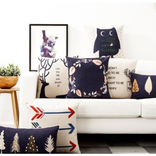 Decorative cushion cover/Ins Powder Blue Deer Geometry cotton pillow/Wholesale and retail cushions/Marine style waist