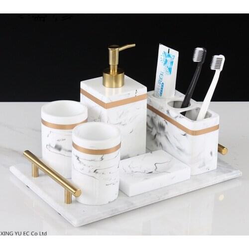 Nordic Resin Toothbrush Holder Bathroom Decoration Accessories Toothpaste Dispenser Mouthwash Cup Household Storage Handle Tray