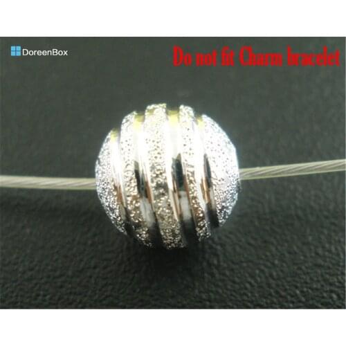 Doreen Box hot- 80 PCs Silver color Spacers Beads Findings 8mm Dia. (B03534)