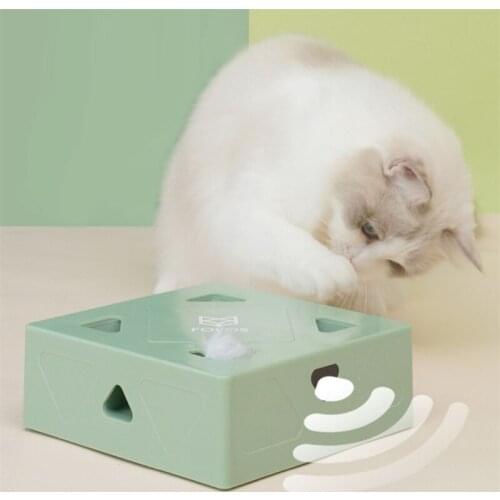 Electric Cat Toy Sqaure Magic Box Smart Teasing Stick Crazy Game Interactive Feather Toys Catching Mouse mascotas pet supplies