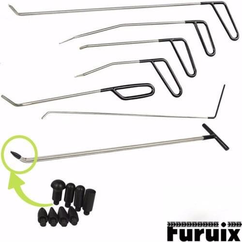 Dent Removal Rods Tools Dent Repair Kit 6 Pcs Rod Hook C & Tap Down with 1pc R1 Push Hooks Auto Body Shop Tools Motorcycle