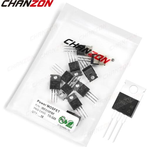 10Pcs IRF510PBF TO-220 Power SIC Mosfet Transistor Bipolar Junction BJT Powerful Triode Tube Fets 5.6A 100V Integrated Circuits