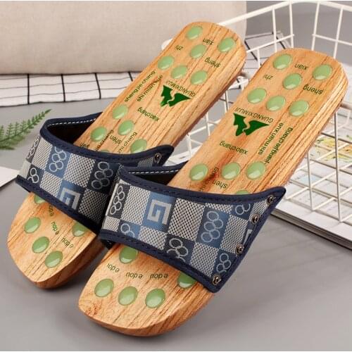 Summer Stone Acupuncture Foot Massage Slippers Wooden Acupoint Reflexology Massages Sandals