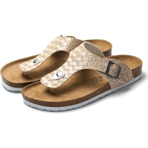 Mens Cork Slippers 2021 New Weaving Lovers Herringbone Casual Beach Shoes