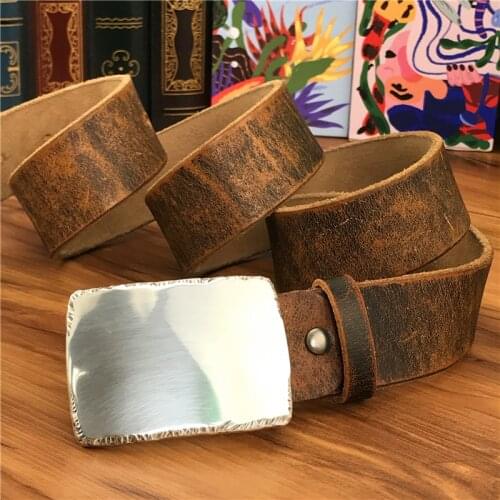 TOP Mirror Metal Belt Buckle Men Belt Leather Genuine Men Belt Ceinture Homme Jeans Leather Belt For Men Riem MBT0024