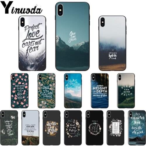 Yinuoda Bible Verse Quotes Jesus Christ TPU Silicone Soft black Phone Case for iPhone 8 7 6 6S Plus 5 5S SE XR X XS MAX Cover