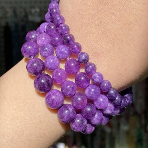 Natural Stone Purple Angelite Chalcedony Jades Spacer Round Beads For Bracelets Jewelry Making Diy Handmade Accessories 6-10mm